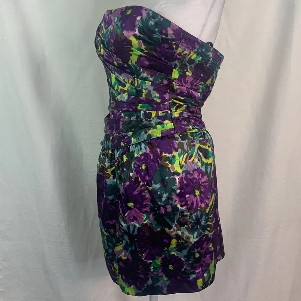 BCBGMAXAZRIA Purple Floral Mini Dress w/ Optional Straps- NWT